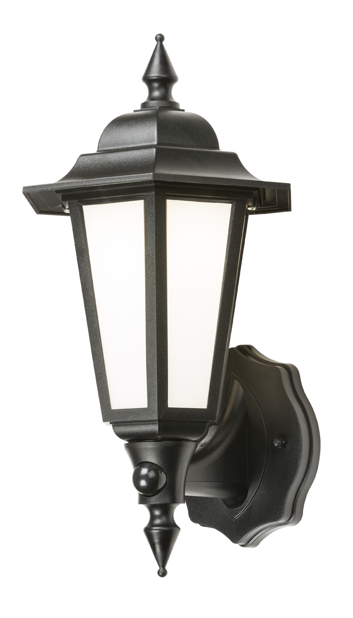 230V IP54 8W LED PIR Wall Lantern Black 4000K 400lm